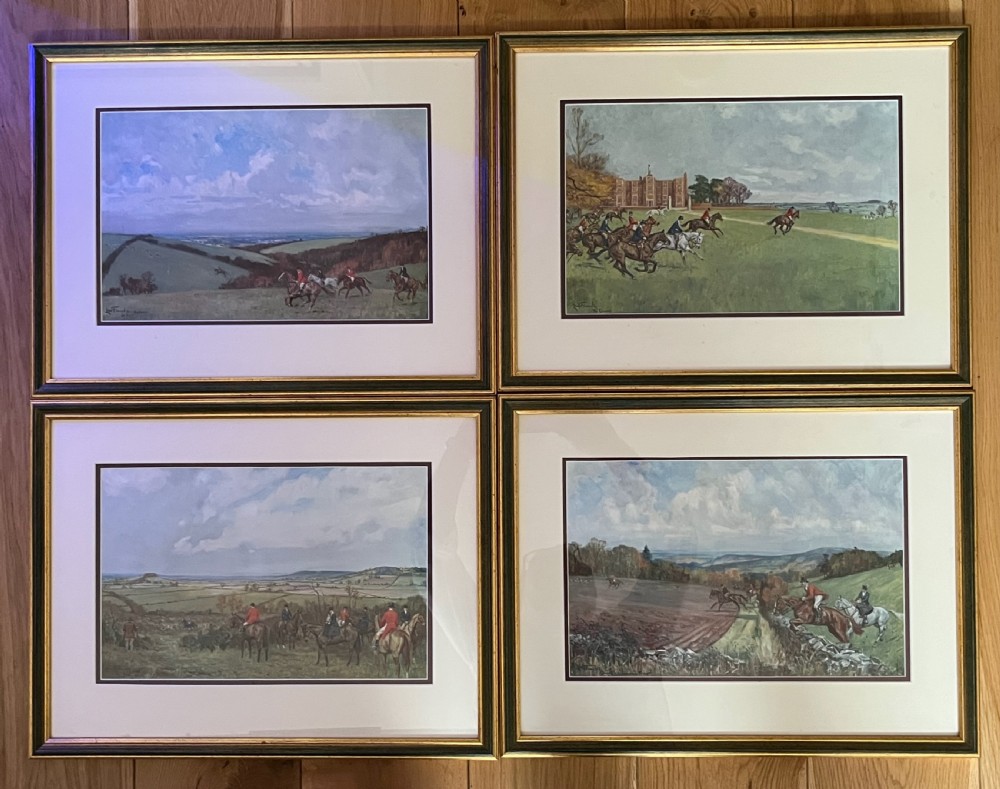 set of four framed hunting prints quorn belvoir cottesmore