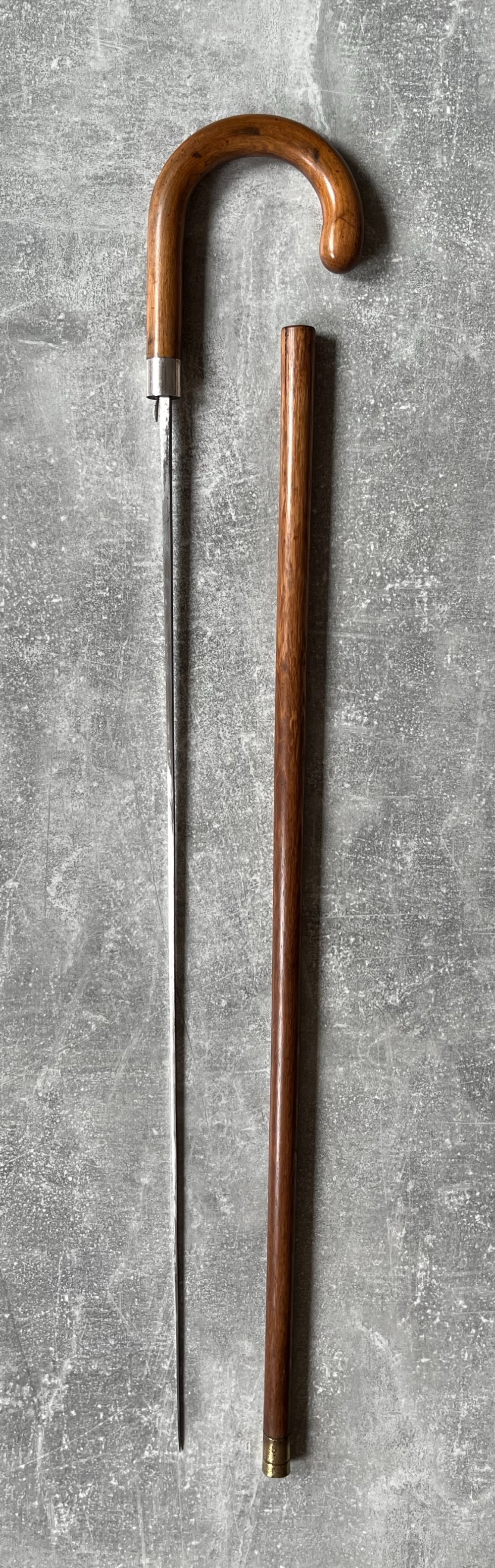 crook handled malacca sword stick with toledo blade